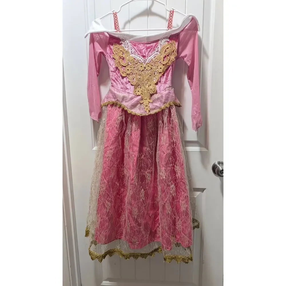 Aurora Sleeping Beauty Pink Princess Dress Halloween Costume Girls Sz. 7-8 Years